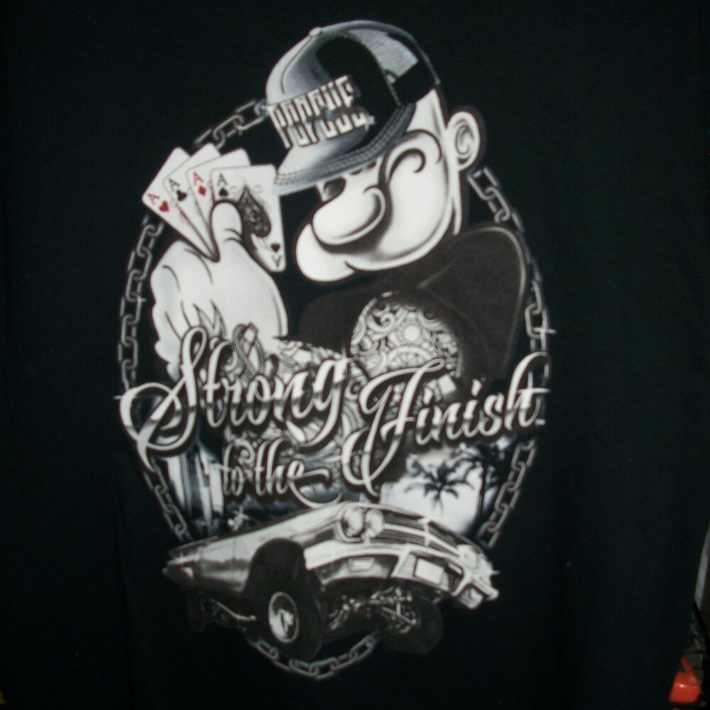Large Popeye Strong to the Finish 2 Graphic T-Shirt-Good Condition-No Tags
